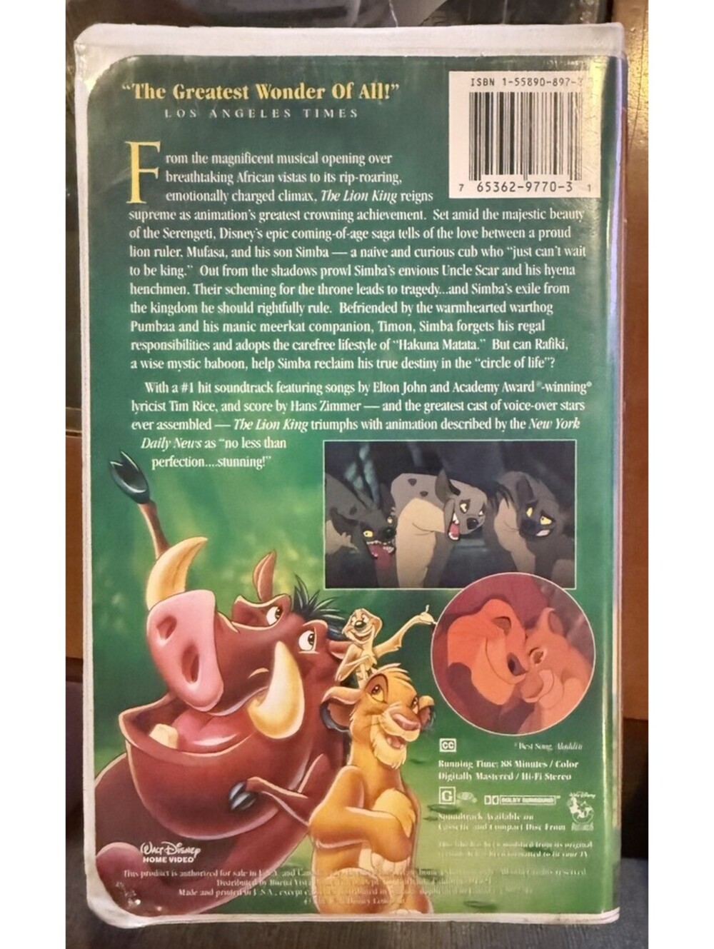 Walt Disney The Lion King VHS NTSC 1994 Masterpiece G English Closed Captioned - Picture 2 of 2